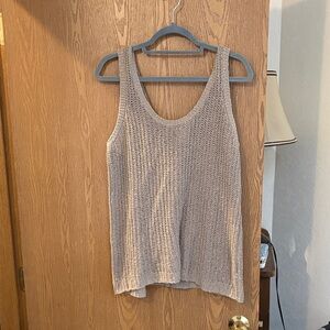 Cotton Linen Caslon Taupe Knit Tank Top